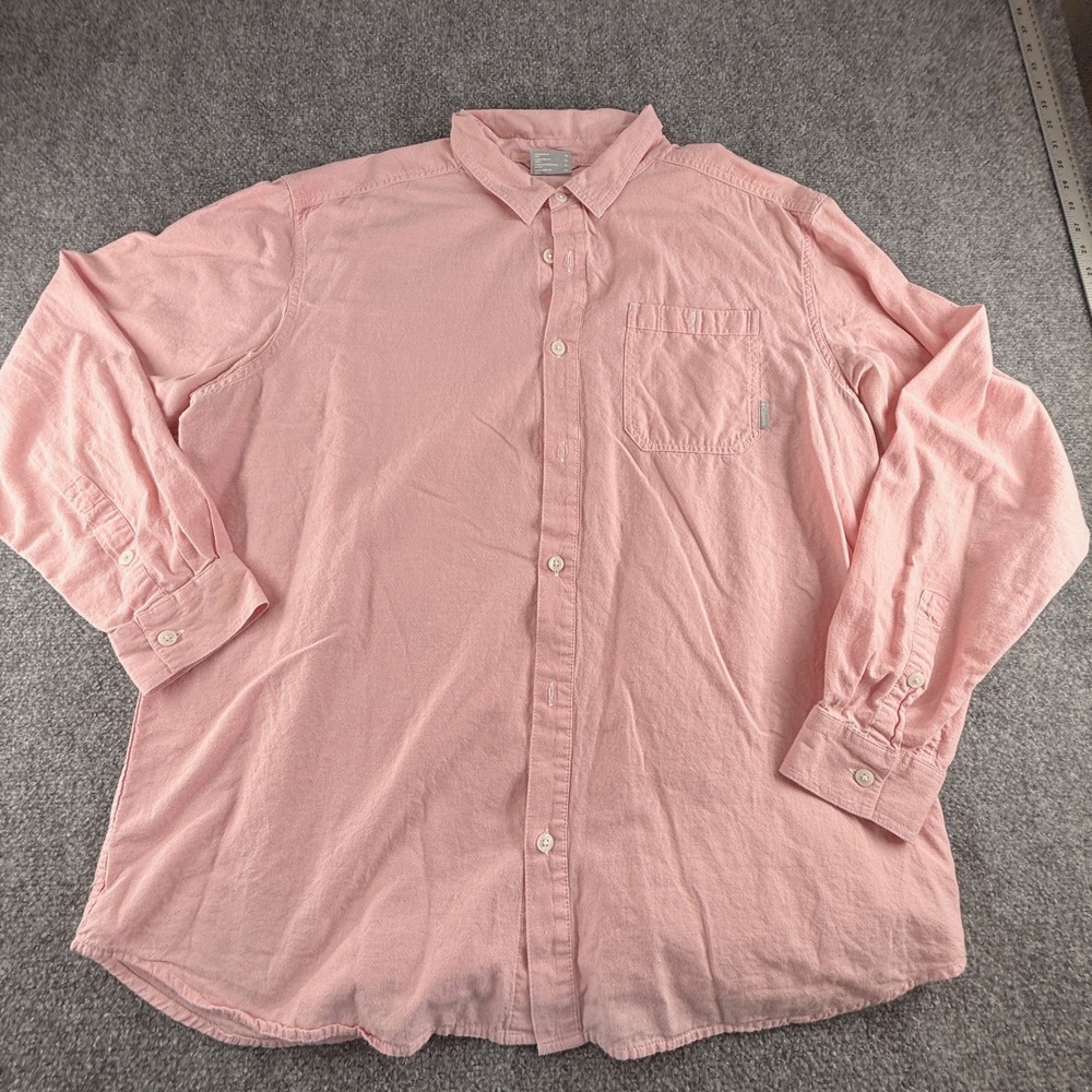 Columbia Mens XL Pink Cotton Linen Long Sleeve Button Down Shirt 0461